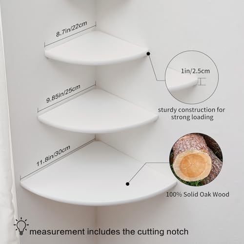 Set of 2 Solid Oak Wood Corner Wall Shelves R994725