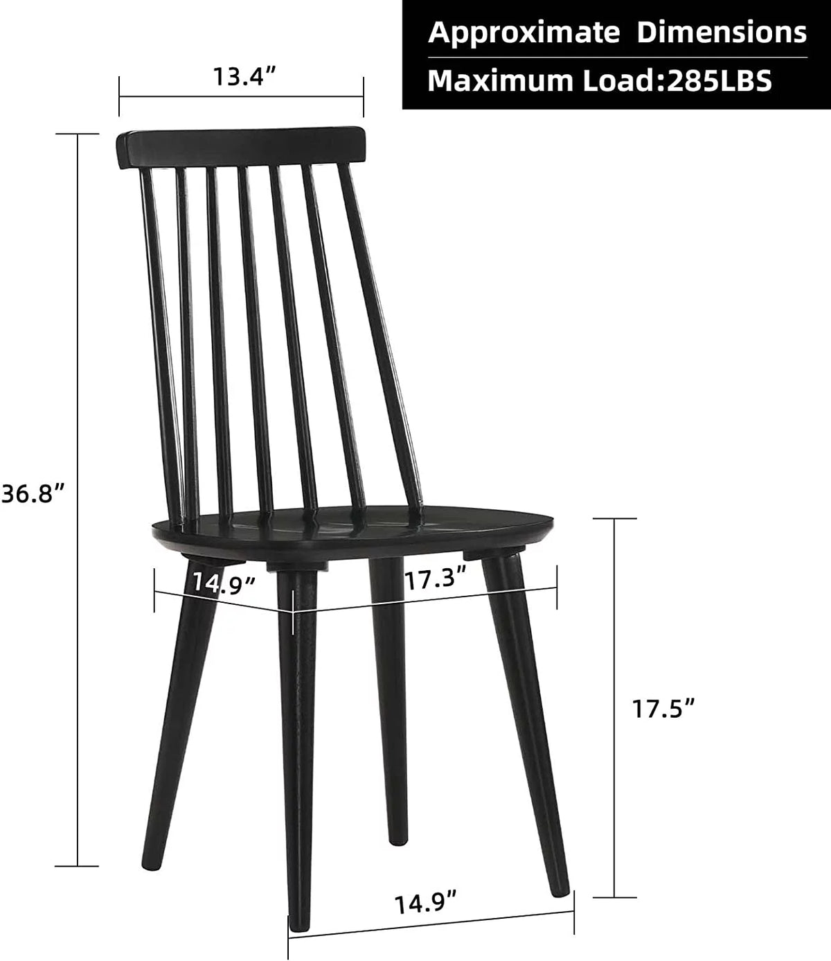 Black Wood Dining Chairs Set of 2 A6936