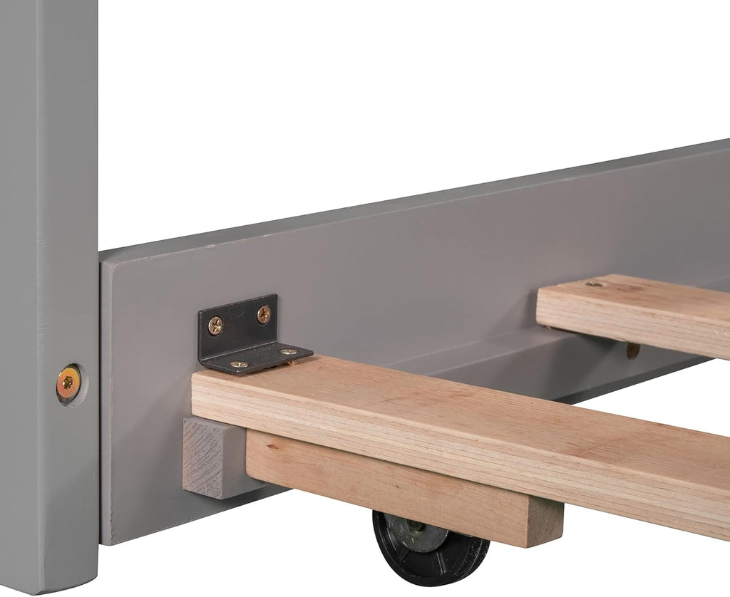 Twin L-Shaped Platform Bed with Trundle, 2 Storage Drawers, and Built-in Square Desk N18731