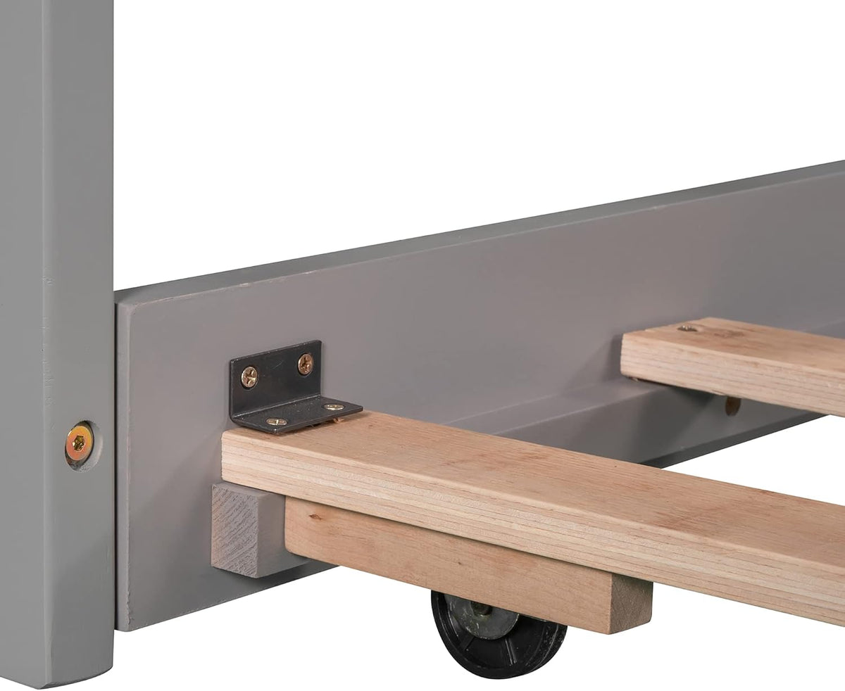 Twin L-Shaped Platform Bed with Trundle, 2 Storage Drawers, and Built-in Square Desk N18731