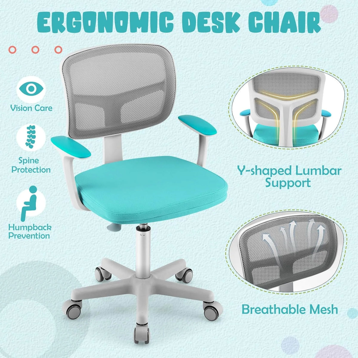 Green Height Adjustable Kids Desk Chair F941630