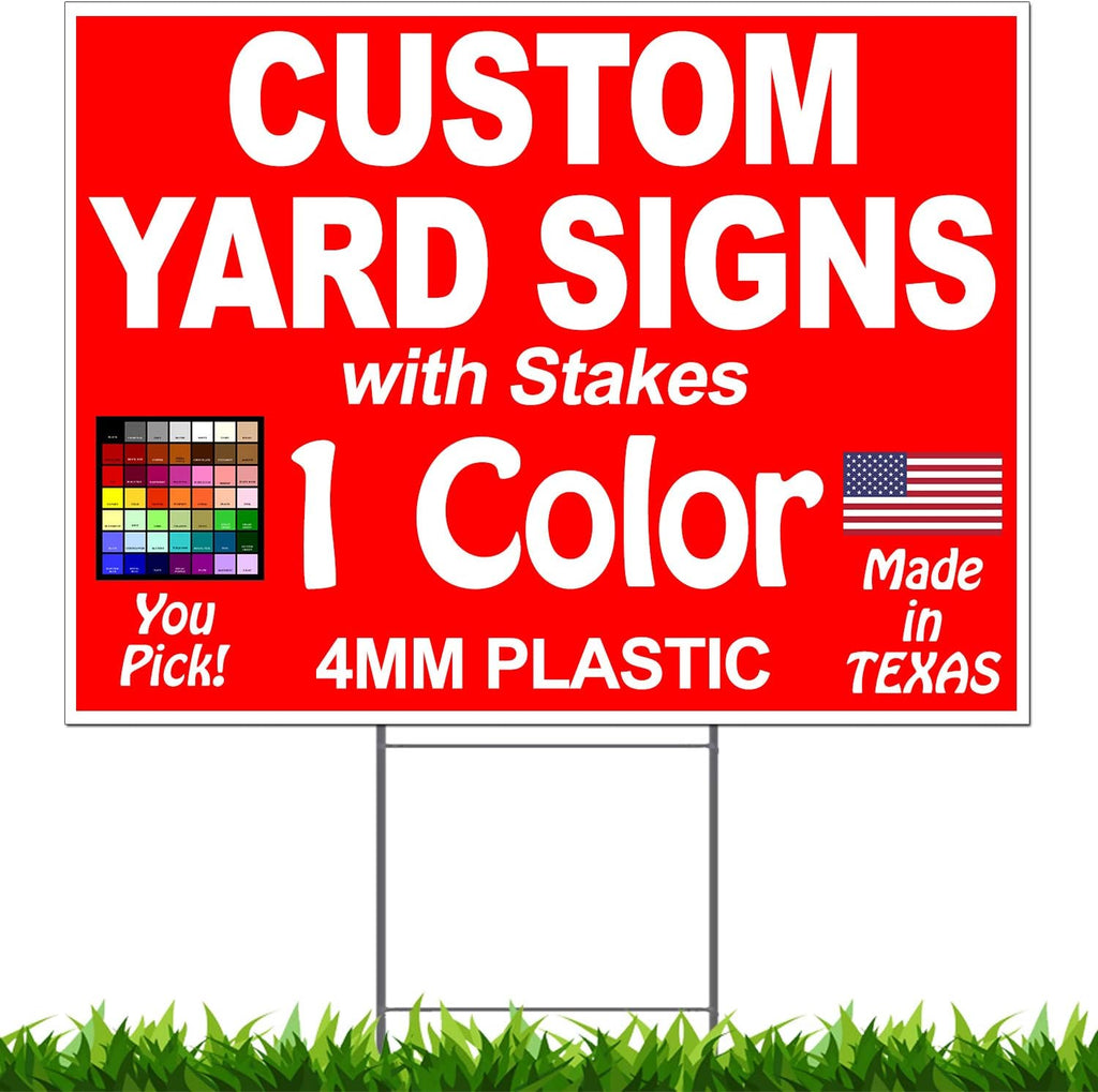 100 Pack Double Sided Plastic Yard Signs with Metal Stakes D777