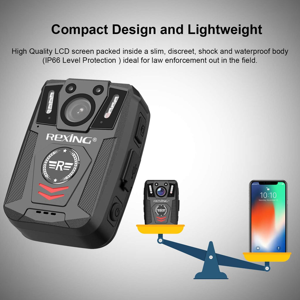 Body Worn Camera with 2” Display 1080p Full HD, 64G Memory, Infrared Night Vision, 3000 mAh Battery, Waterproof U640274