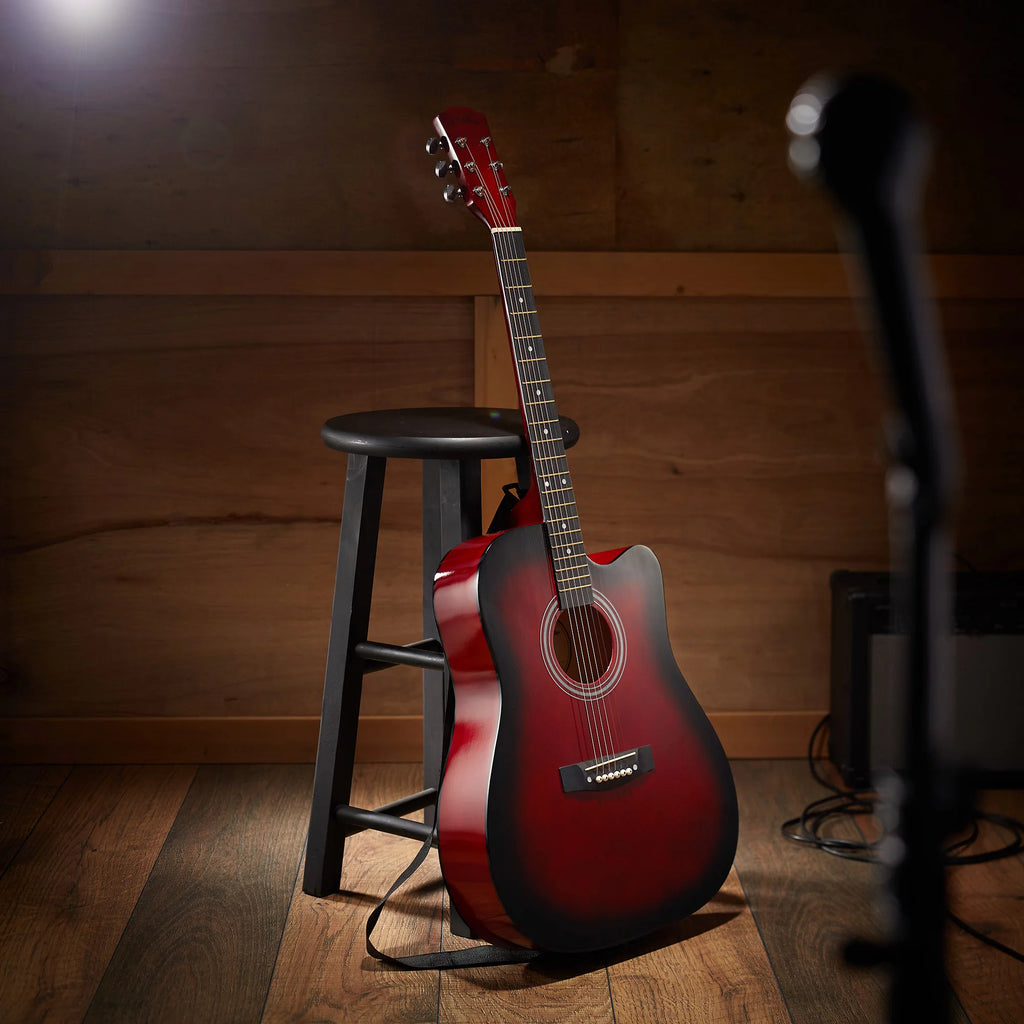 41-Inch Beginner Acoustic Guitar Starter Package, Red H7864
