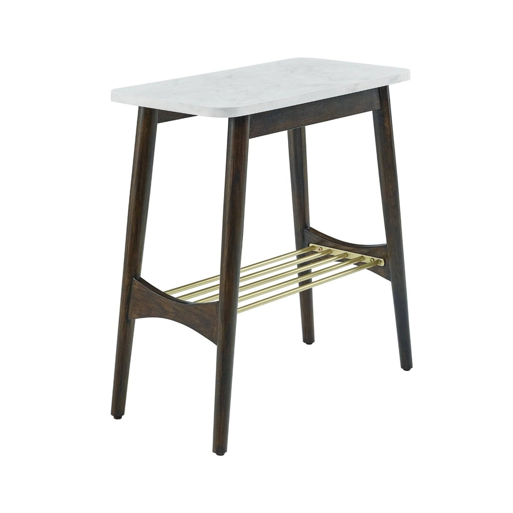 Tapered Leg Side Table Acorn White Faux Marble W257