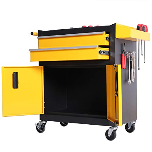 Black Steel Rolling Tool Chest with Lockable Doors T69282