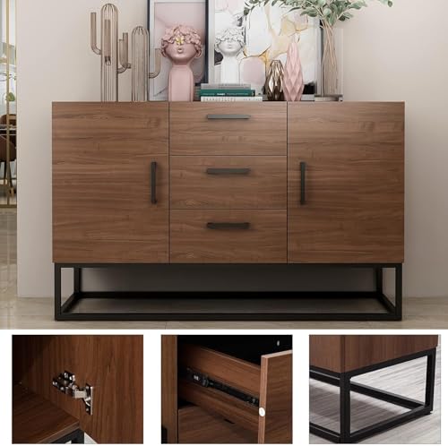 White Sideboard Storage Cabinet with Shelves and 2 Doors W94448
