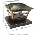 Bronze Metal Glass 6 x 6 Inches Solar Post Cap G2655