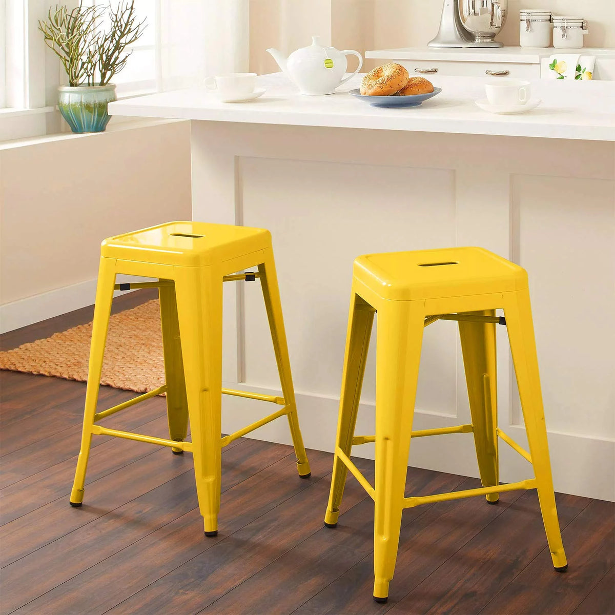 Yellow Metal Stackable Bar Stools P832339