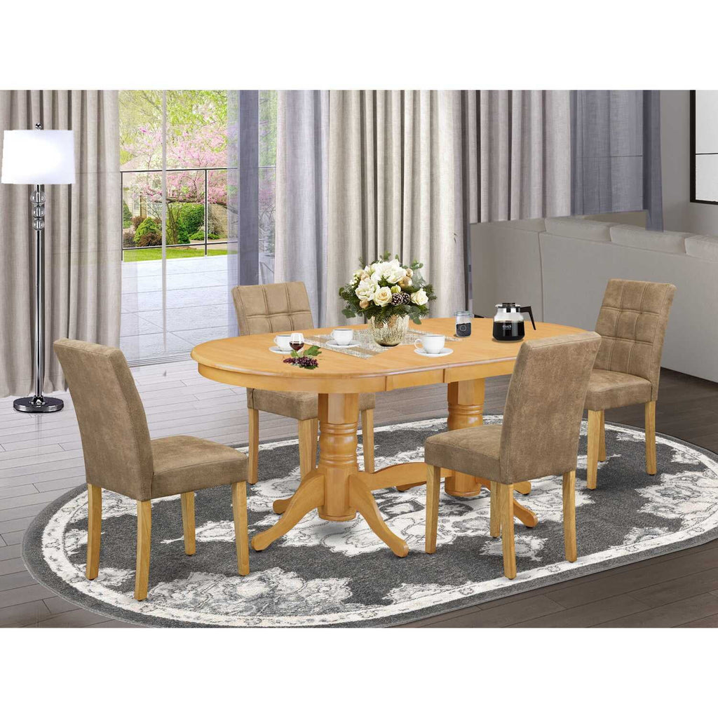 5 Piece Oval Dining Room Set with 4 Chairs Oak U16450