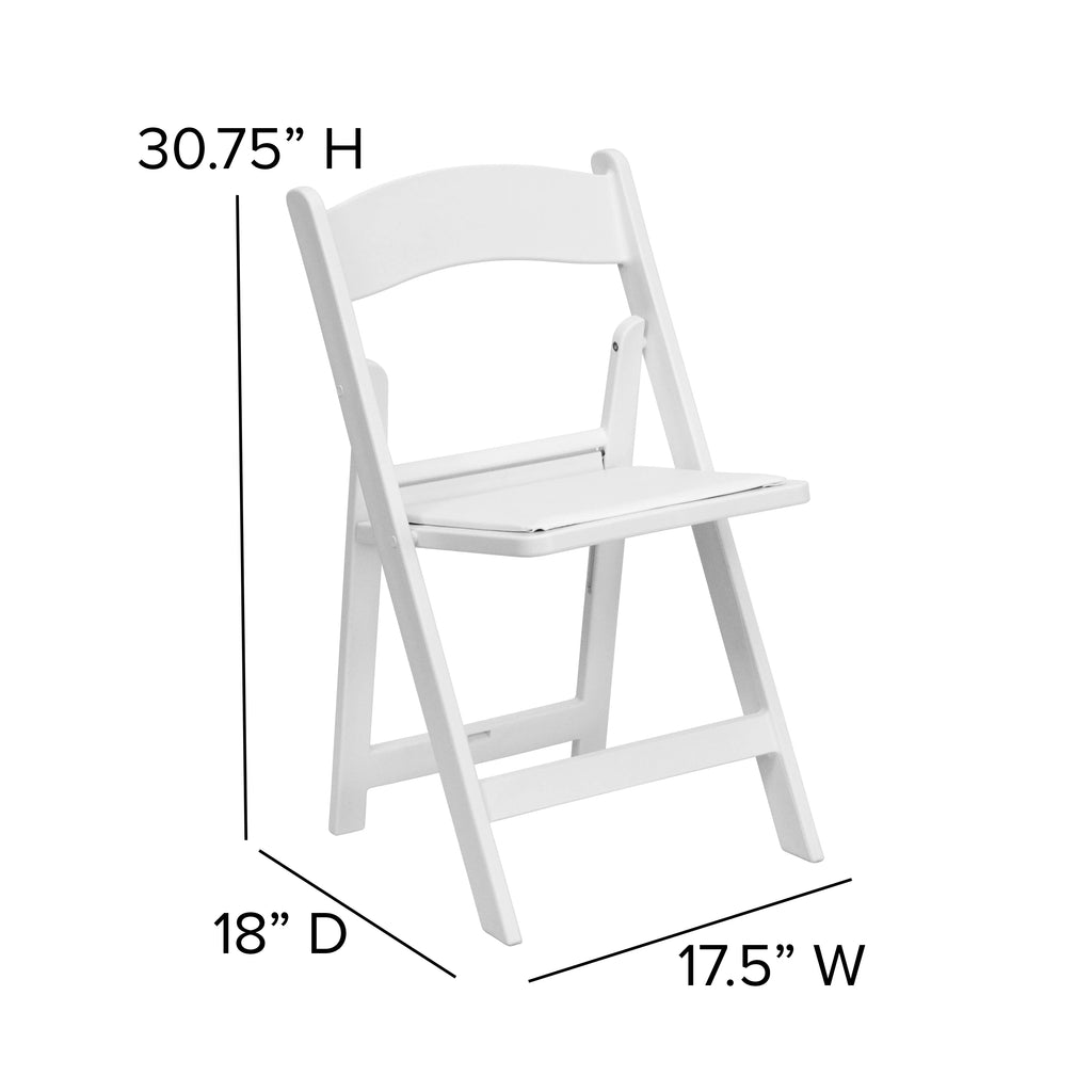 Set of 4 White Resin Folding Chairs B286