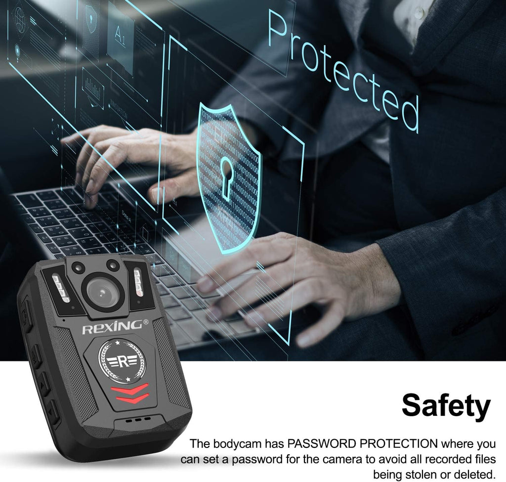 Body Worn Camera with 2” Display 1080p Full HD, 64G Memory, Infrared Night Vision, 3000 mAh Battery, Waterproof U640274