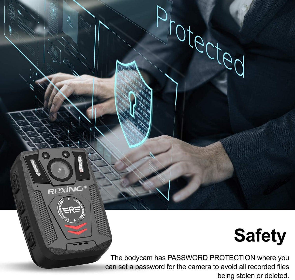 Body Worn Camera with 2” Display 1080p Full HD, 64G Memory, Infrared Night Vision, 3000 mAh Battery, Waterproof U640274