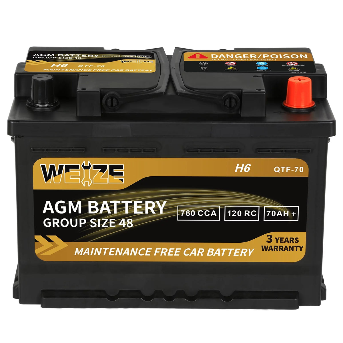 12v 70ah H6 Automotive Battery L7821