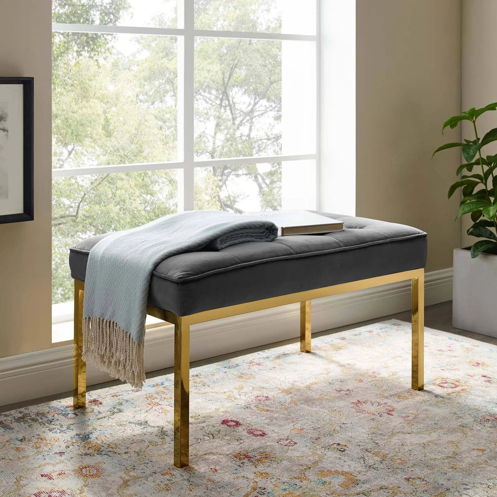 Navy Performance Velvet Bench A82489