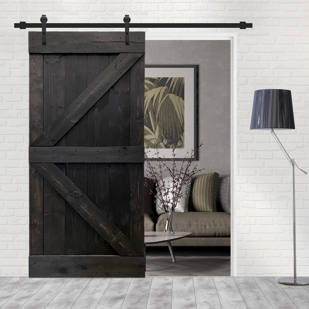 Charcoal Black Solid Wood Interior Sliding Barn Door R303