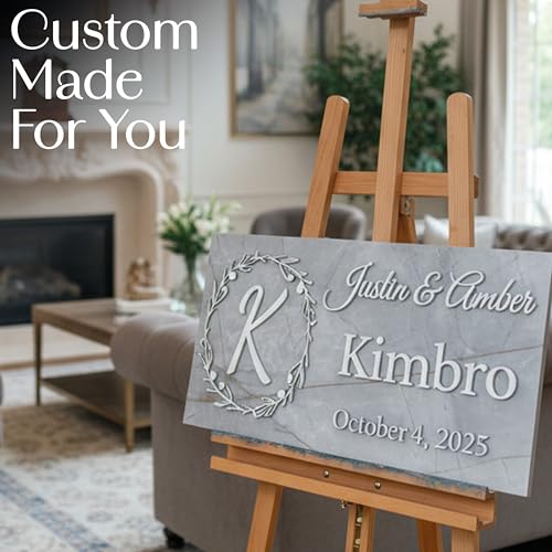 Wooden Monogram Family Sign with Couples Names J4711