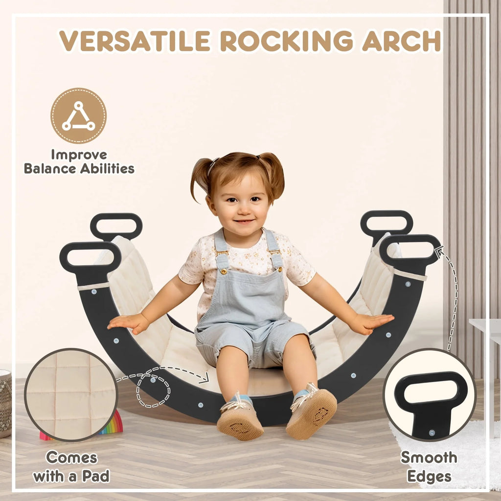 Foldable Wooden Climbing Triangle Arch with Ramp and Slide Y556
