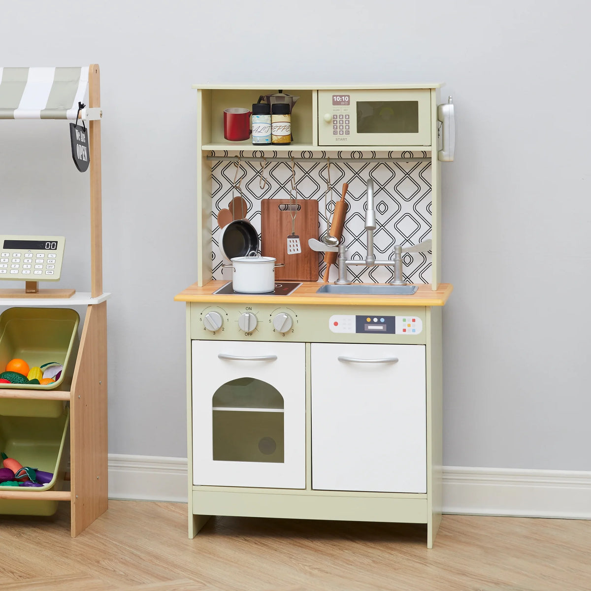 Green/White Wooden Kitchen Playset A7239