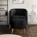 Black Velvet Upholstered Accent Chair with Stool G257659