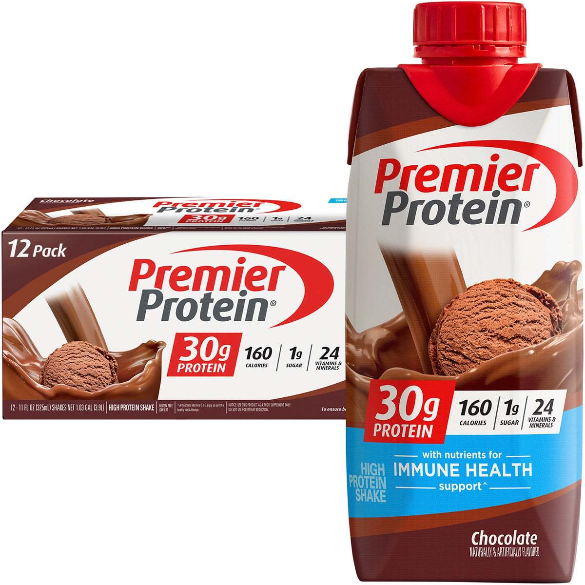 Chocolate Protein Shake, 30g Protein, 11 fl oz, 12 Ct H85265