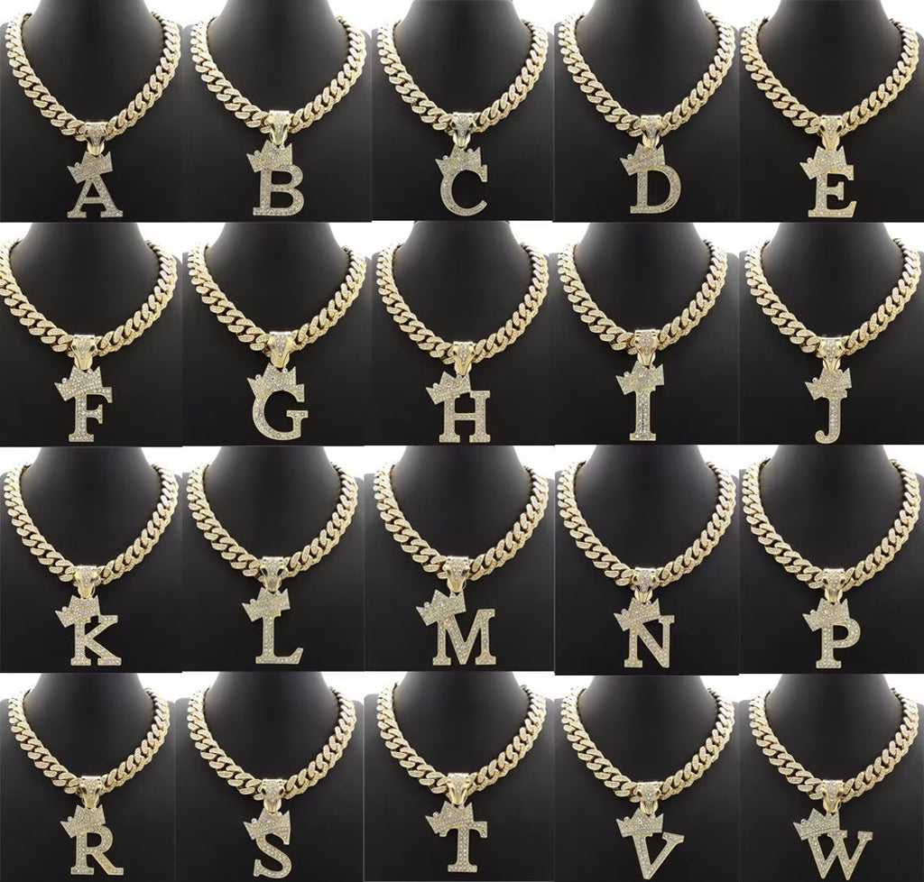 Gold Cuban Chain Necklace with Pendant L89022