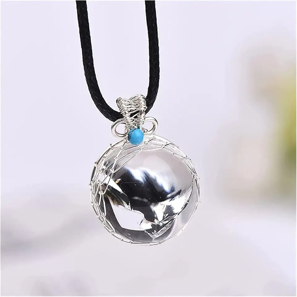 Natural Stone Crystal Pendant Ball Polishing Energy Bead Healing Stone Raw Quartz K75029