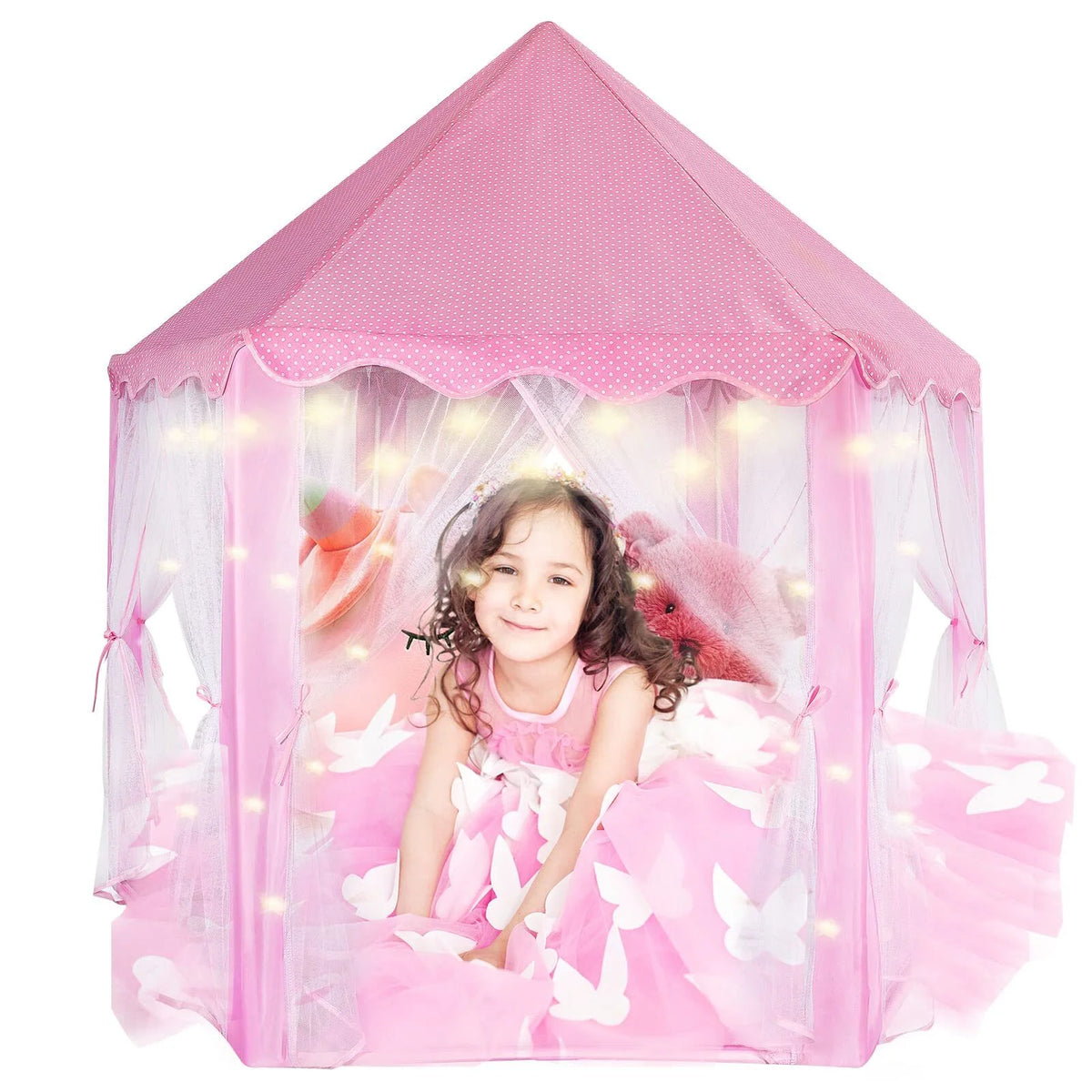 Castle Princess Tents with Lights, Kids Tents for Indoor and Outdoor Play E24800