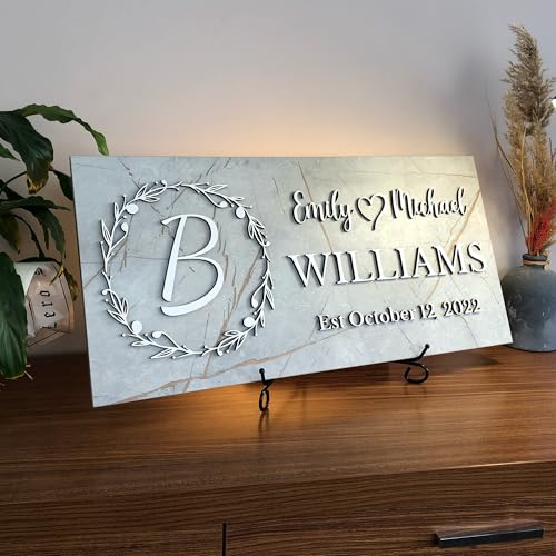 Wooden Monogram Family Sign with Couples Names J4711