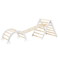 Foldable Wooden Climbing Triangle Arch with Ramp and Slide Y556