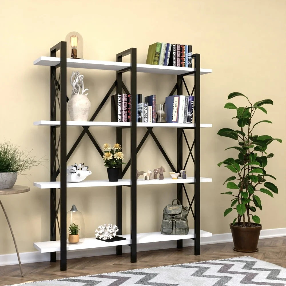 5 Tier Metal Frame Wood Bookcase Y9895