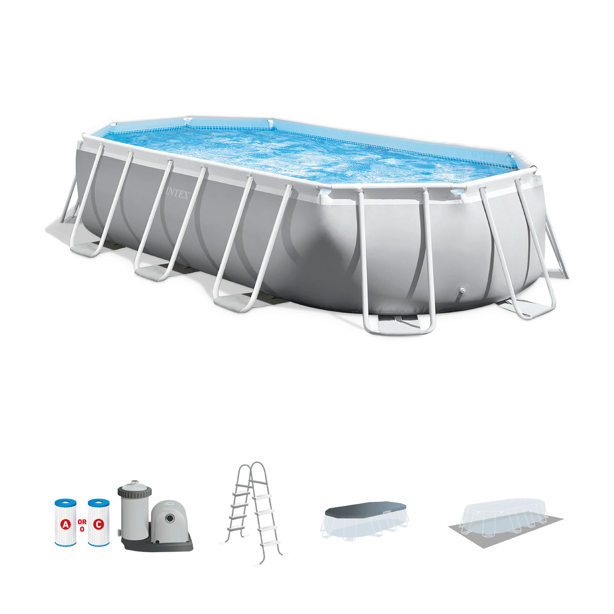 16.5ft x 9ft x 48in Oval Above Ground Pool Set with Pump, Cover and Ladder U94018