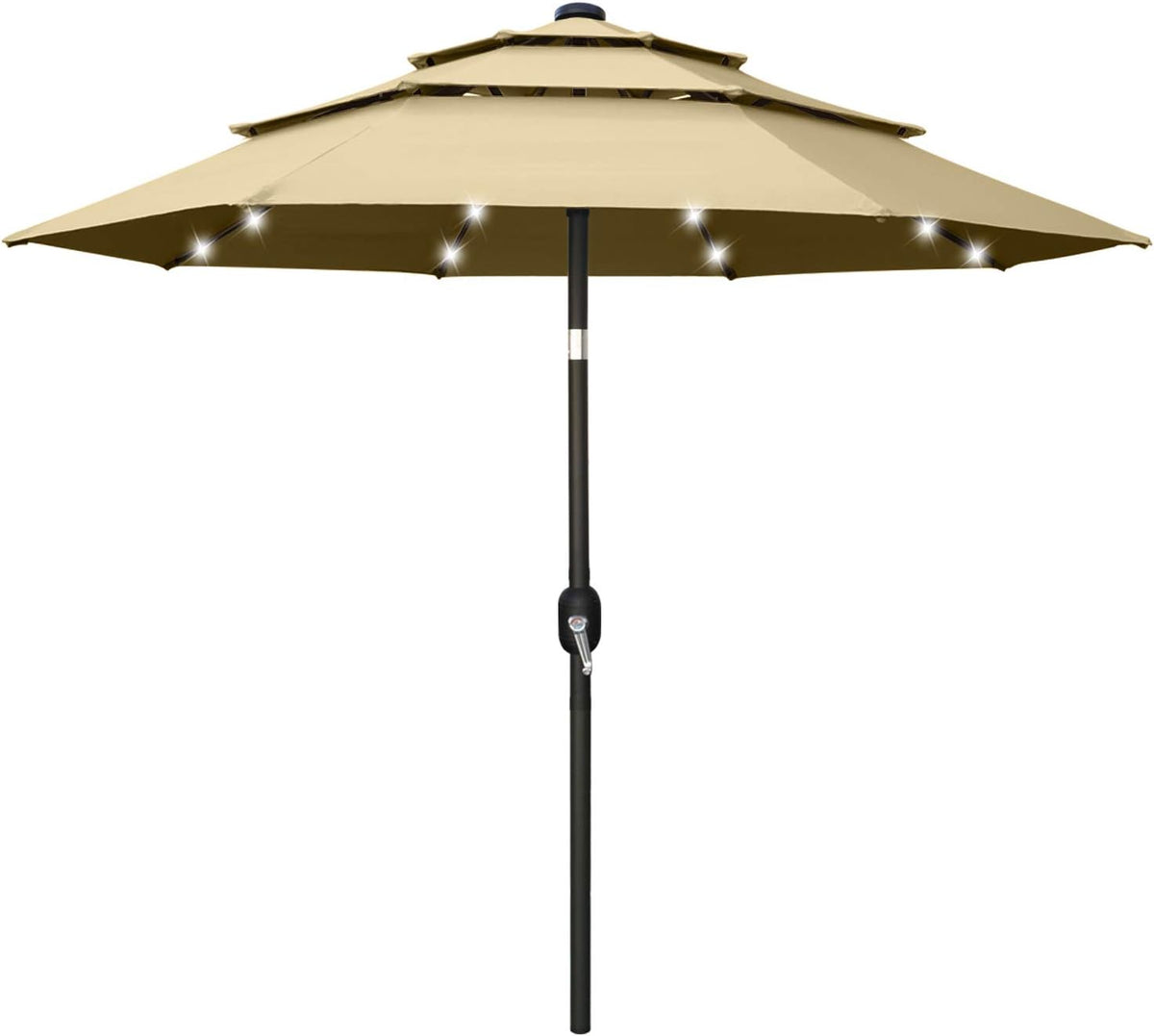11FT Solar 3 Tiers Market Umbrella with 32 LED Z846939