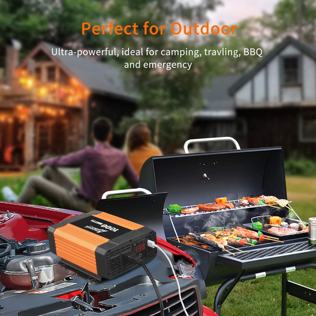 2000W 12V to 110V Power Inverter with 3AC Outlets and USB B524805