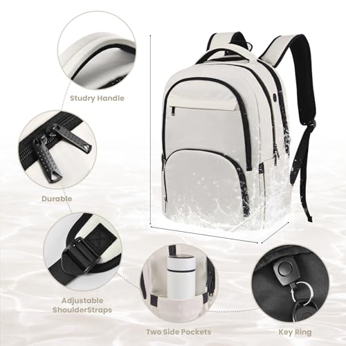 17 Inch Grey Water Resistant Travel Laptop Backpack with USB Charger Hole & Luggage Sleeve I645347