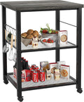 3 Tier Kitchen Cart with Wheels and 5 Hooks D19655
