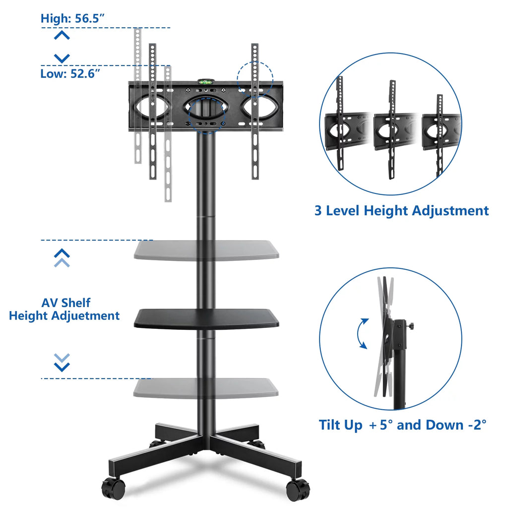 Modern Rolling TV Stand for 32 to 60 inch Flat Panel TVs F8141