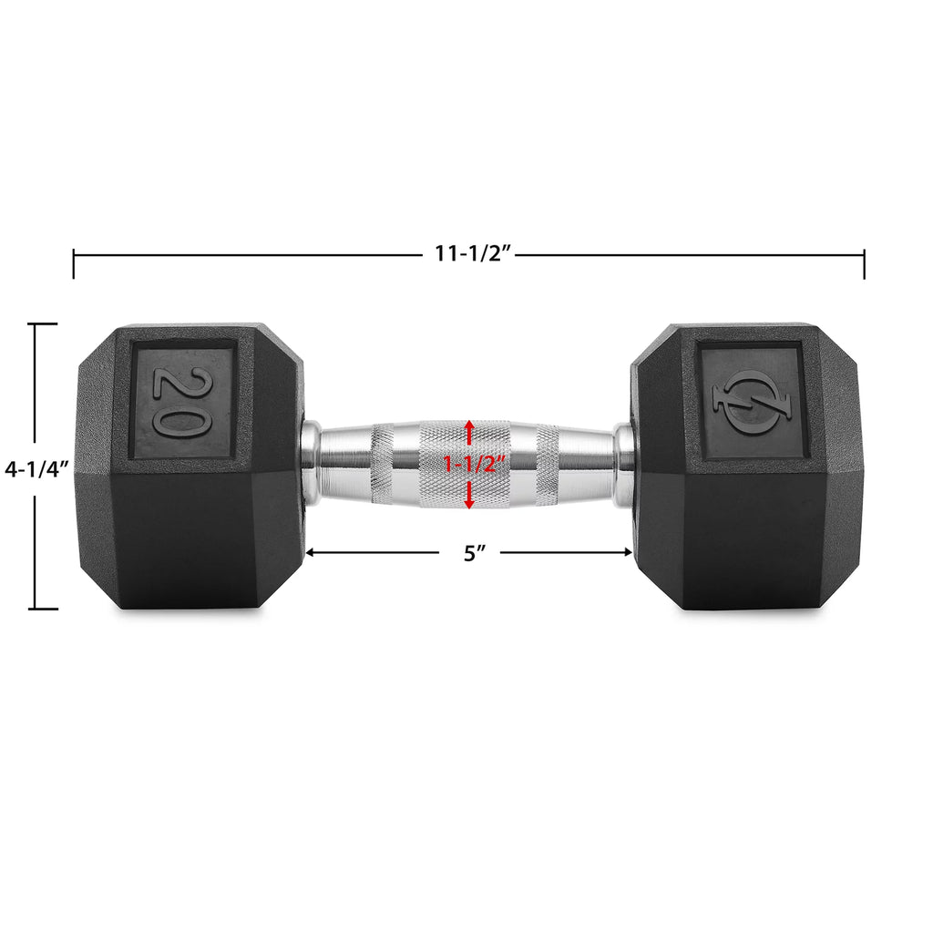 45 lb Pair Rubber Coated Hex Dumbbell W675