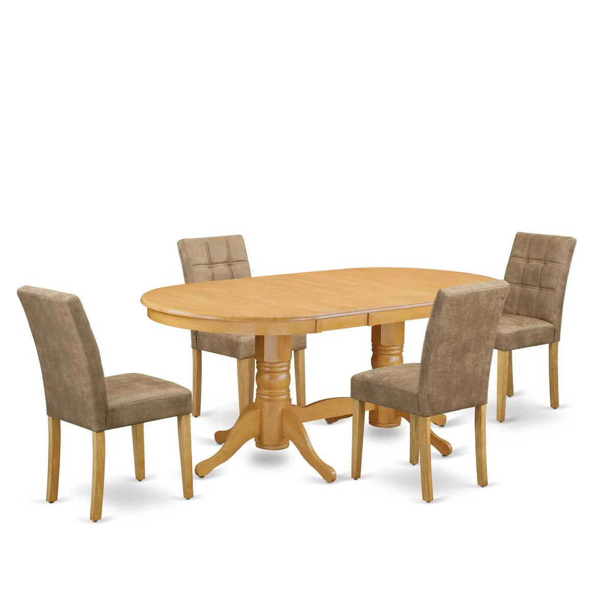 5 Piece Oval Dining Room Set with 4 Chairs Oak U16450