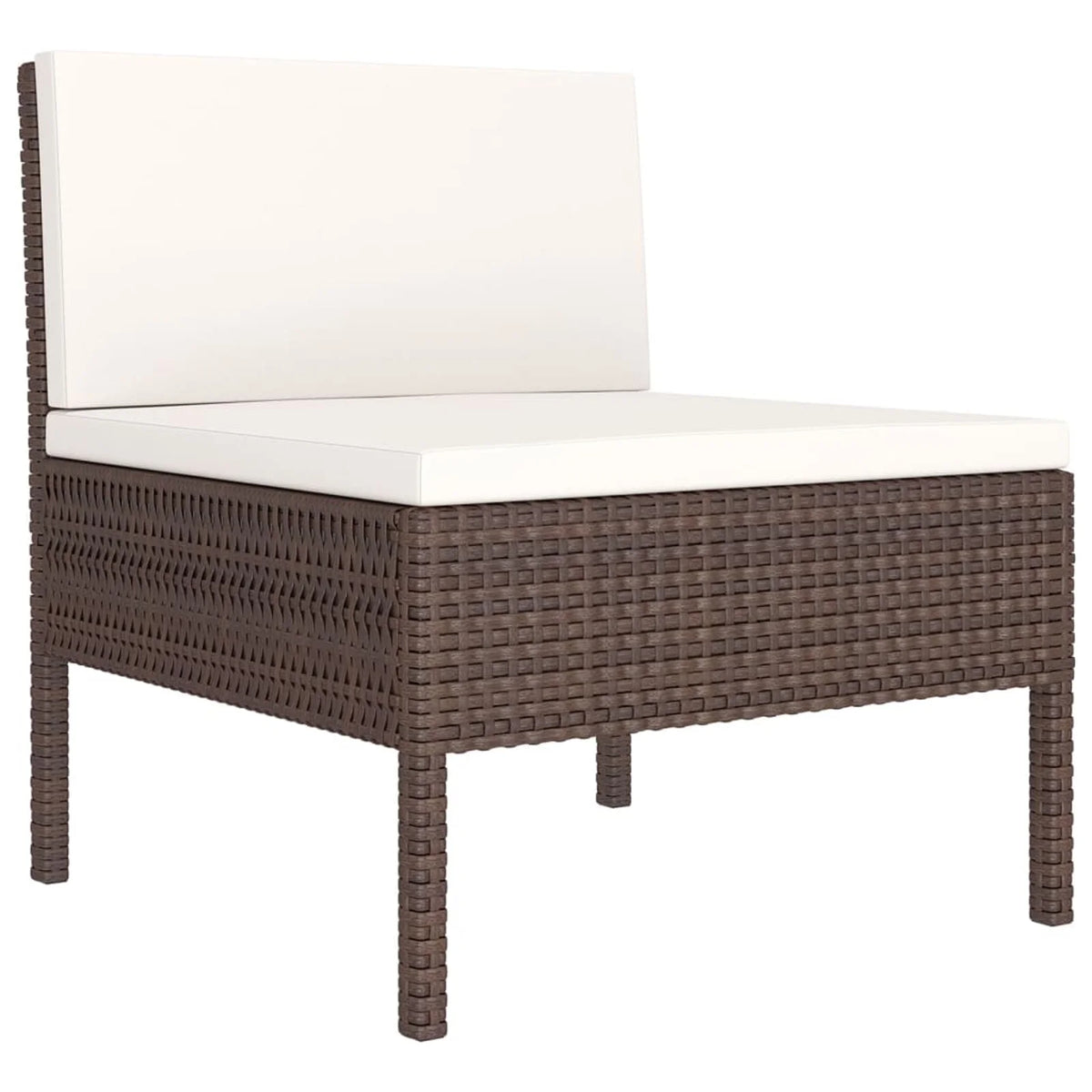 9 Piece Cream White Cushion Brown Poly Rattan Patio Lounge Set F850
