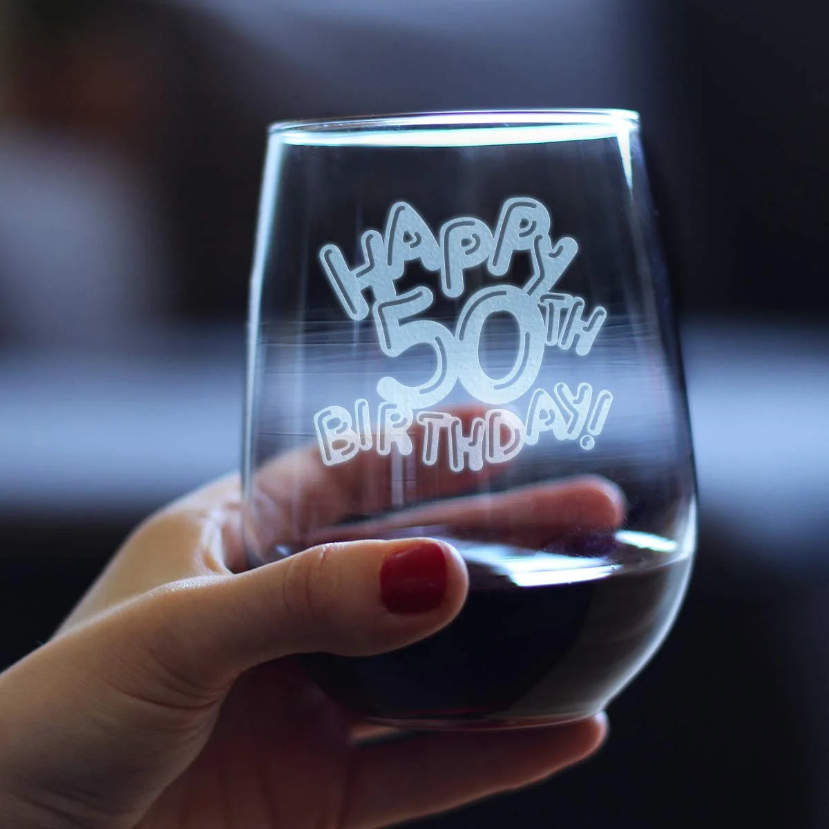 50Th Birthday Stemless Wine Glass 17 Oz V73820