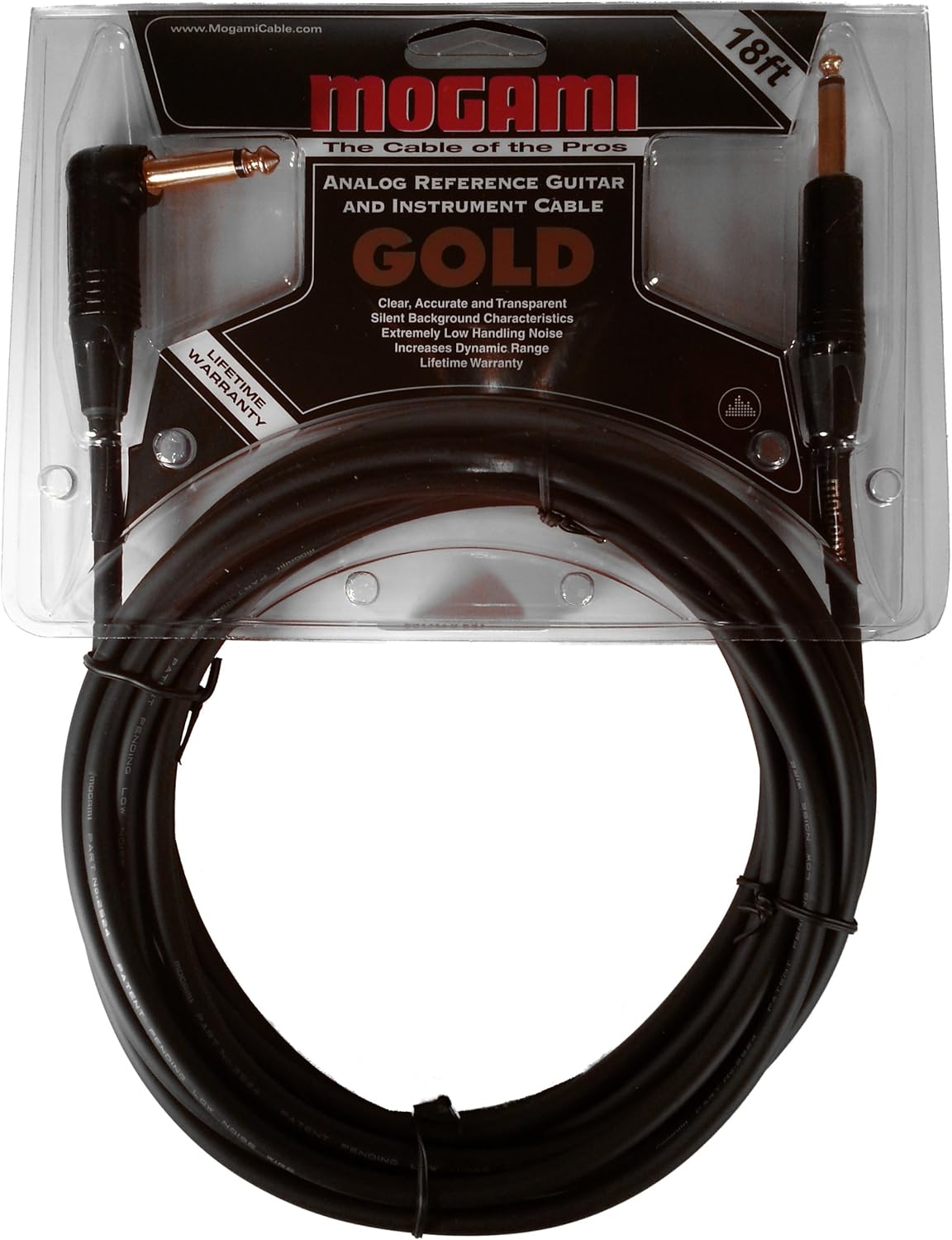 18 Foot Guitar Instrument Cable with Right Angle and Straight Connectors U42693