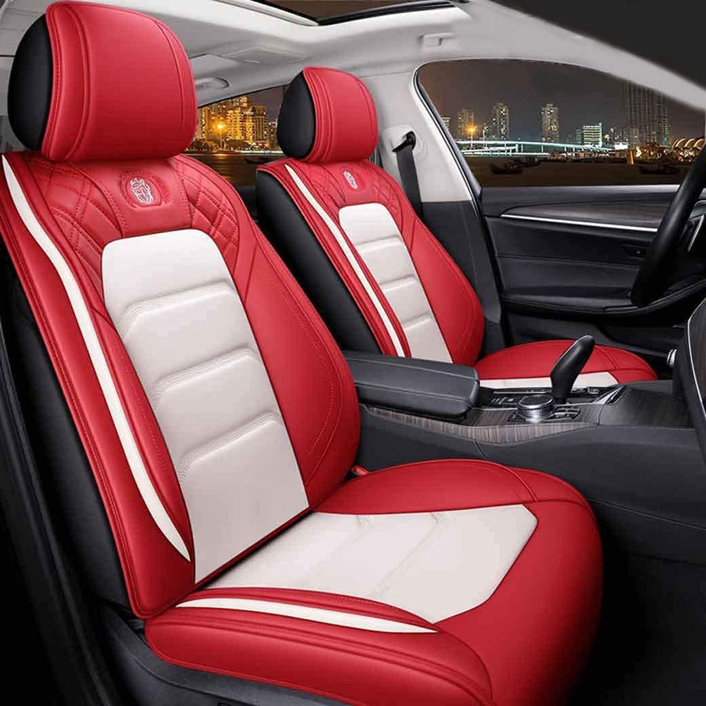 Blue&White Leather Car Seat Covers 5 Seats Full Set Z3765