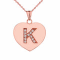 14K Rose Gold Heart Pendant Necklace with 16" chain Q64673