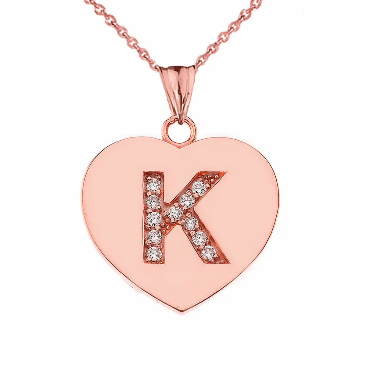 14K Rose Gold Heart Pendant Necklace with 16" chain Q64673