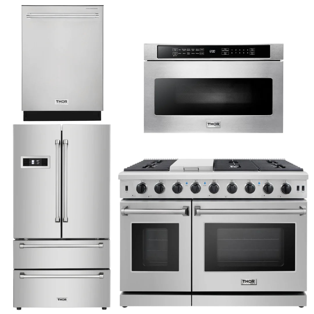 48 Propane Gas Range, Dishwasher, Refrigerator, Microwave L20771