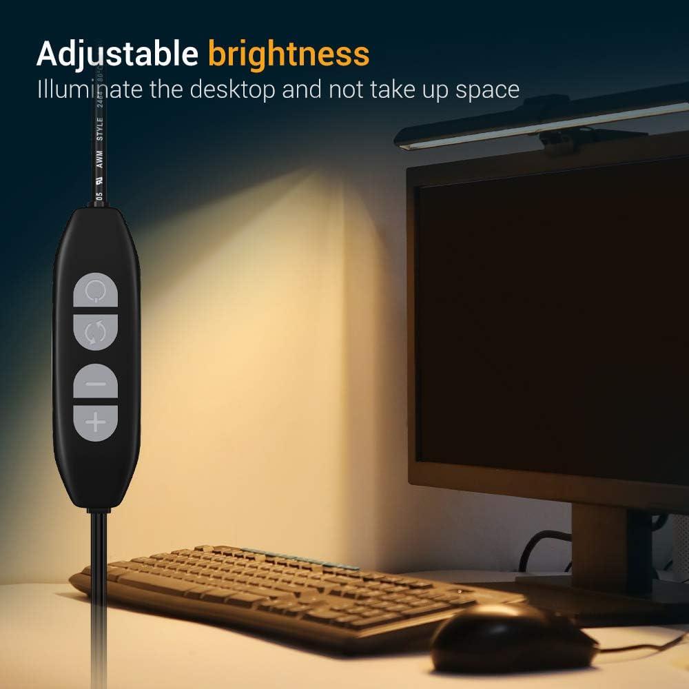 Black LED Monitor Light Bar with 3 Lighting Modes and 10 Brightness Levels V74550