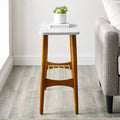 Tapered Leg Side Table Acorn White Faux Marble W257