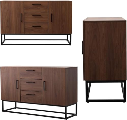 White Sideboard Storage Cabinet with Shelves and 2 Doors W94448