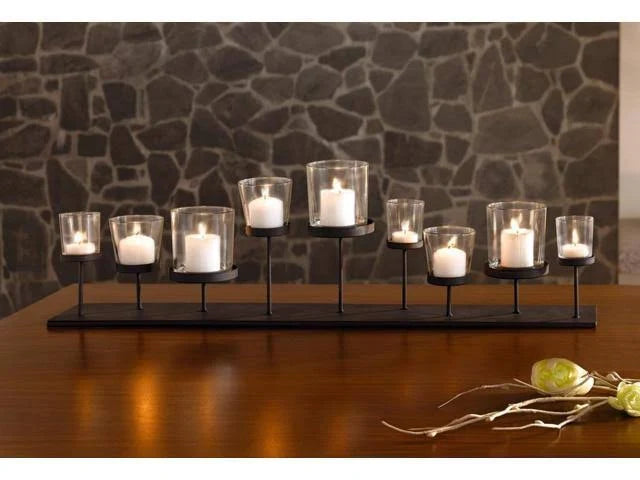 Pedestal Candle Centerpiece with Nine Metal Candle Holders I486588
